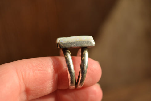 Opal Ring Size 7 - Modernist Two Stone Opal